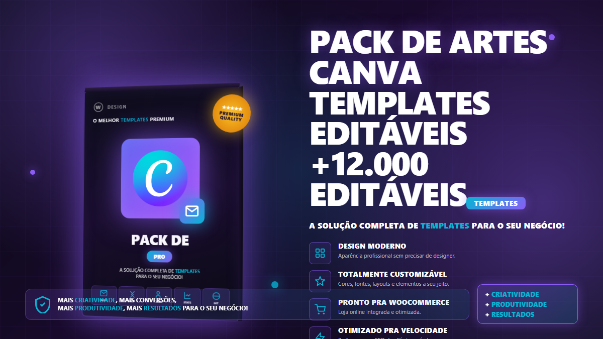 Pack de Artes Canva Templates Editáveis +12.000 Editáveis - WP Premium